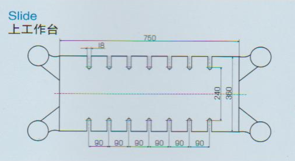 40噸沖床上工作臺實際尺寸